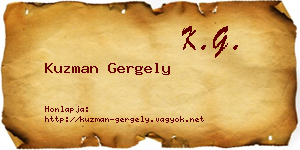 Kuzman Gergely névjegykártya